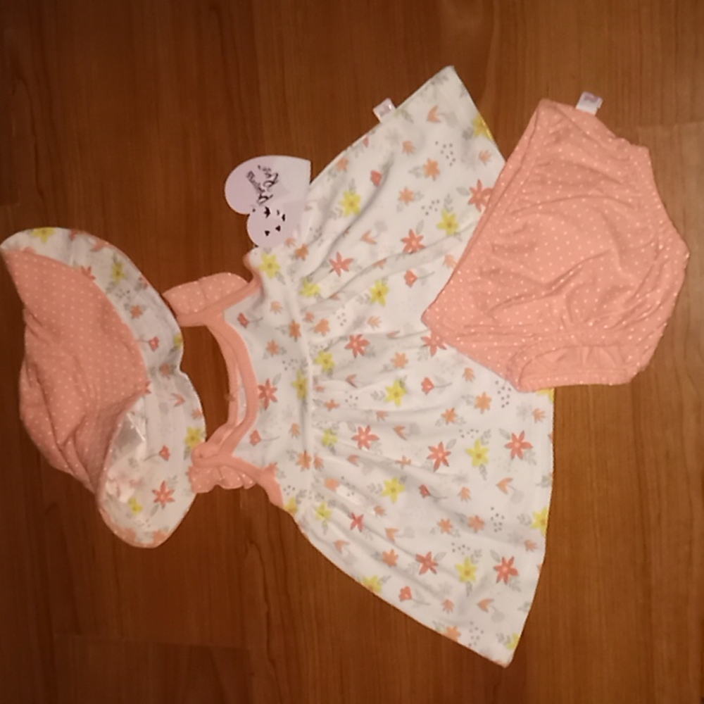 NWT "Princess Rose" 3 piece outfit w/matching bloomers & hat